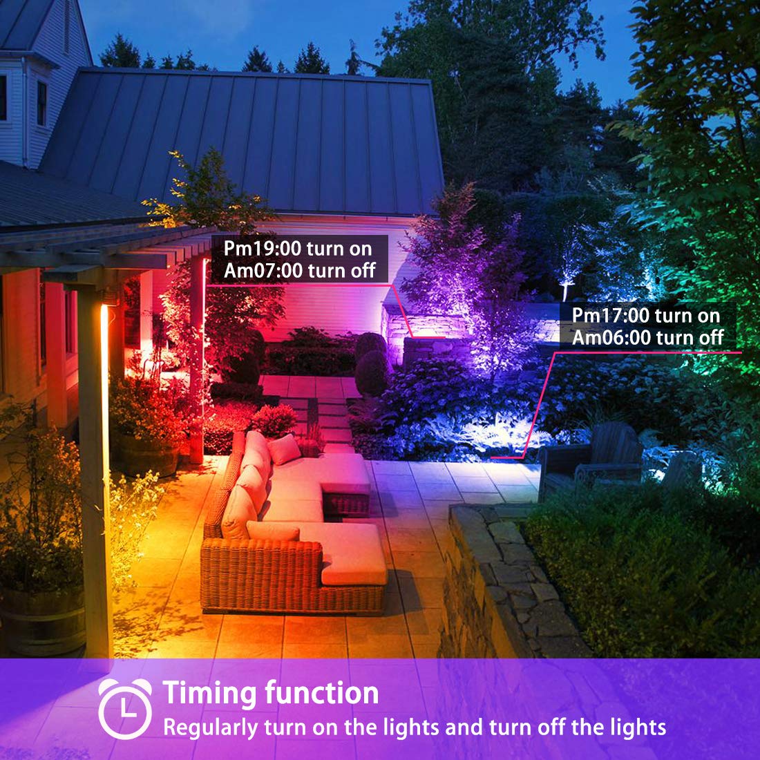 MELPO RGBW LED Flood Light, 50W Equivalent, 120 Colors, Dimmable, 2 Pack, Aluminum & Glass, Multicolor