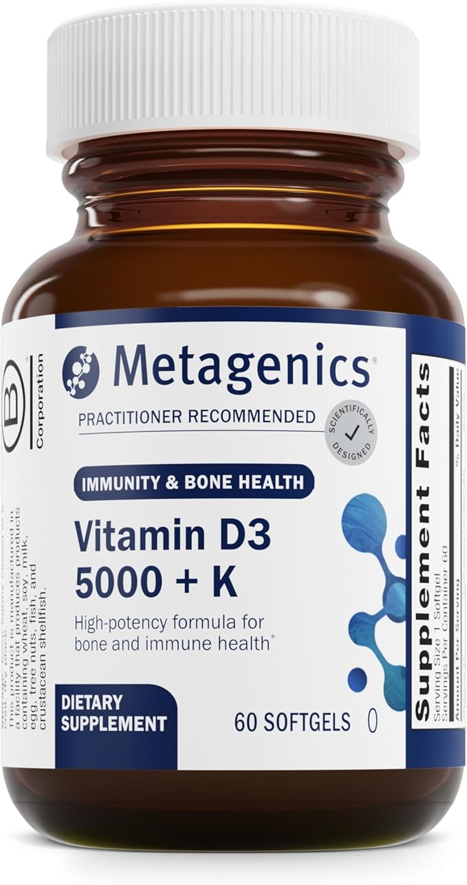 Metagenics Bundle - Ultra Potent-C Chewable & D3 5,000 + K - 90 Tablets of Ultra Potent-C Chewable for Immune & Antioxidant Support - 60 Softgels of D3 5,000 + K for Immune, Heart & Bone Health