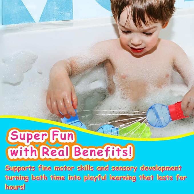 3Pack Bath Toys for Toddlers 1-3 - Sensory Squeezing Water Bathtub Toys for Kids | Bath Tub & Pool Floating Toys for Babies | Textured Sensory Bath Toys Gifts for Baby Boys & Girls Ages 1+