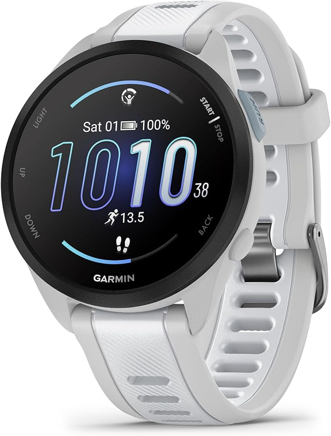 Garmin G010-N2863-31 Forerunner 165 Music Running Smartwatch, GPS, WiFi, Mist Gray/Whitestone - Certified Refurbished