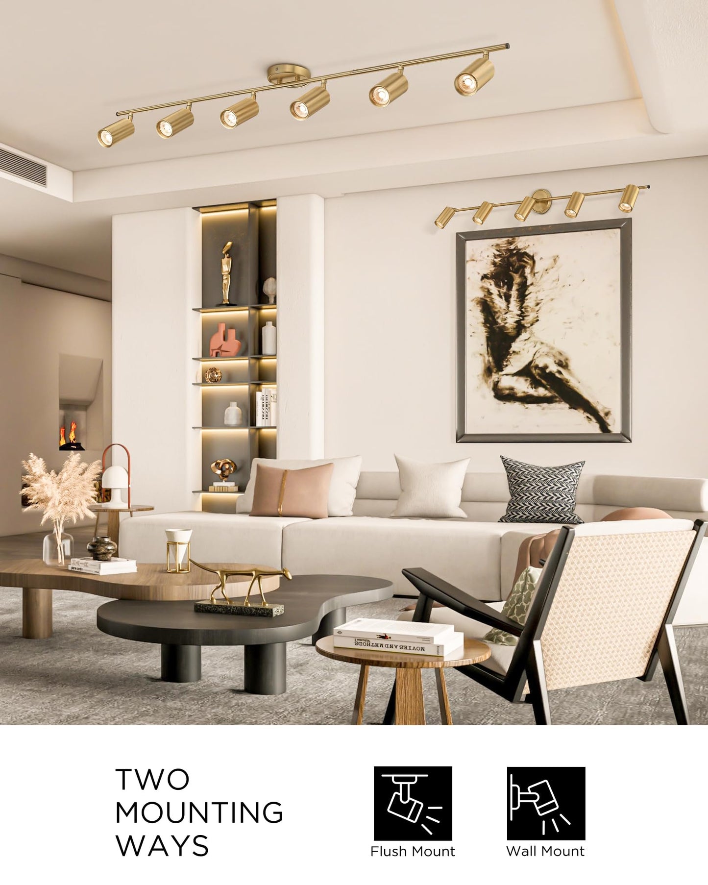 Femila Modern Ceiling Track Lighting  43 Track Light Fixture  3000K Led Bulbs Included  4Fs84Tl-5 Bg