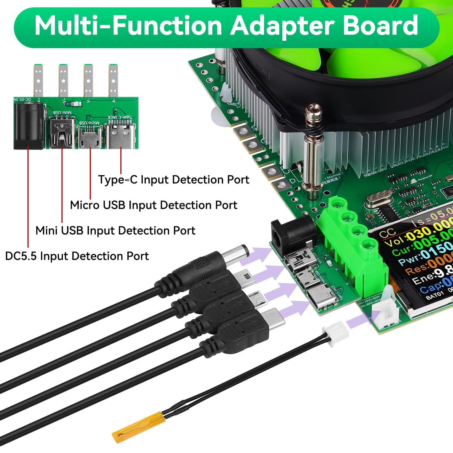 Makerhawk Battery Load Tester - Electronic Load Tester Usb Load 150W 200V 25A 4-Wire System Adjustable Constant Current Voltage