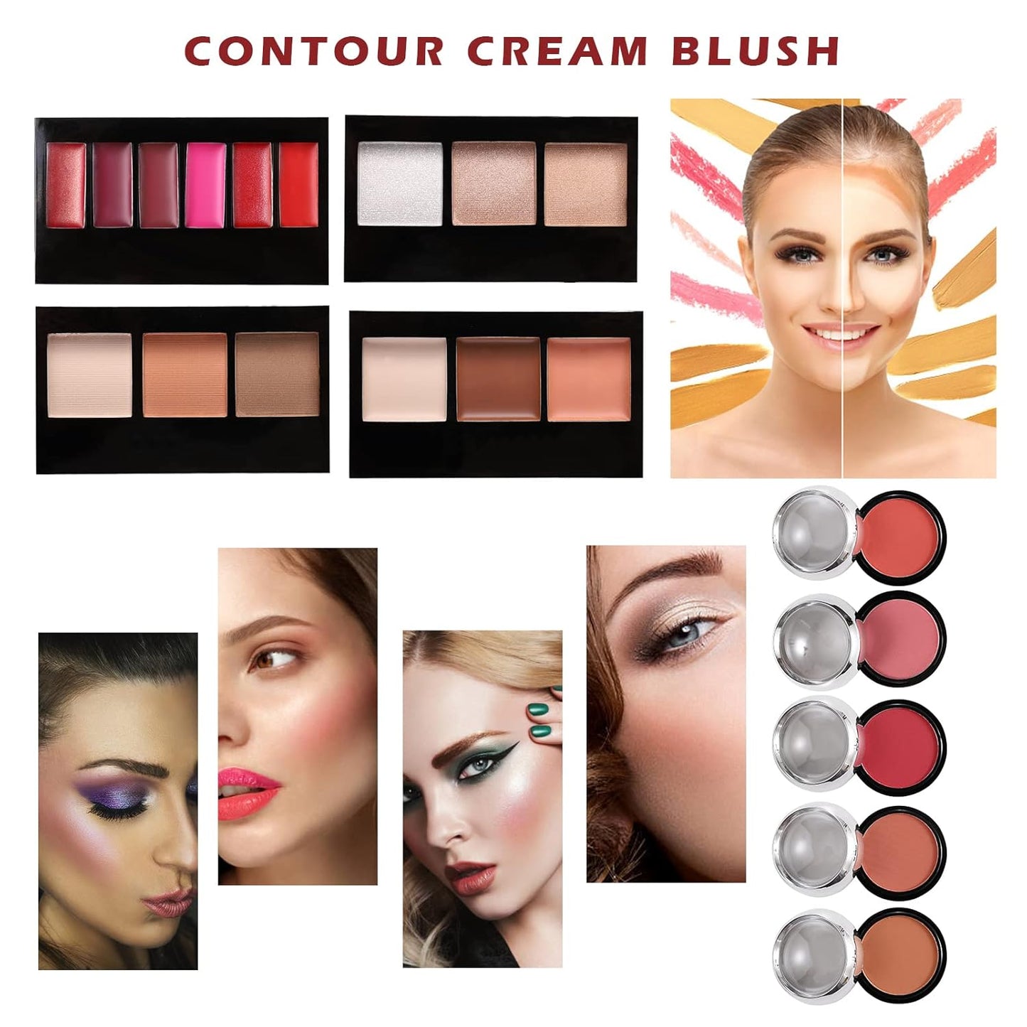 All in One Makeup Kit for Teens, 106 Pcs Professional Makeup Kit for Women Full Kit, Include Eyeshadow Palette, Lipstick Set, Concealer, Foundation, Lipgloss, Makeup Brush(Red)