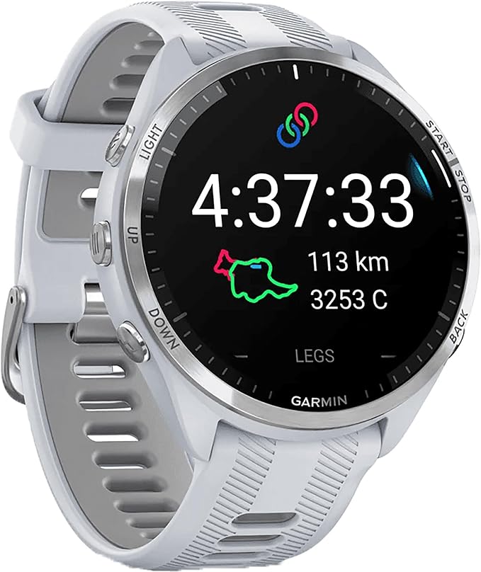 Garmin Forerunner® 965 Running Smartwatch - Whitestone and Powder Gray