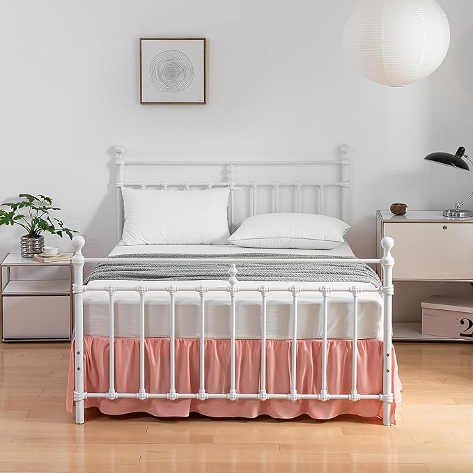 Bed Skirt King Size Ruffled Bed Skirt with Split Corners,14 Inch Drop Dust Ruffle Bed Skirt with Platform, King-14 Inch,Blush