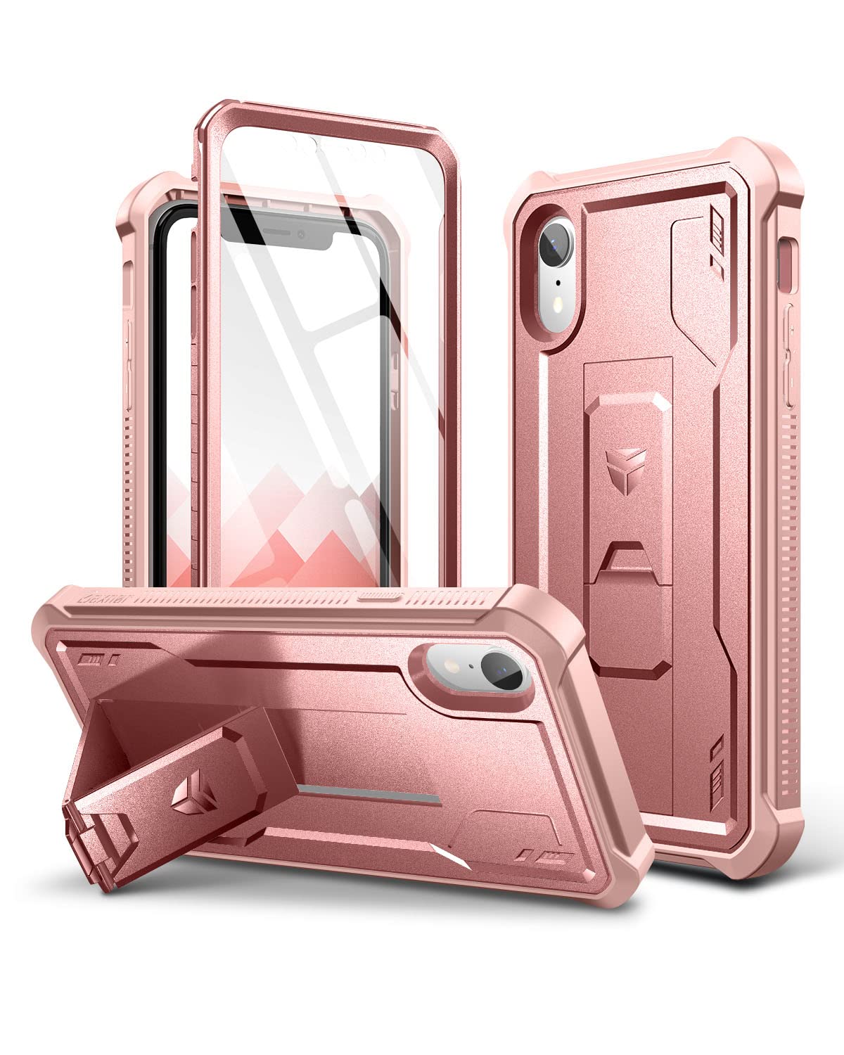 Dexnor For Iphone Xr Case, [Built In Screen Protector And Kickstand] Heavy Duty Military Grade Protection Shockproof Protective
