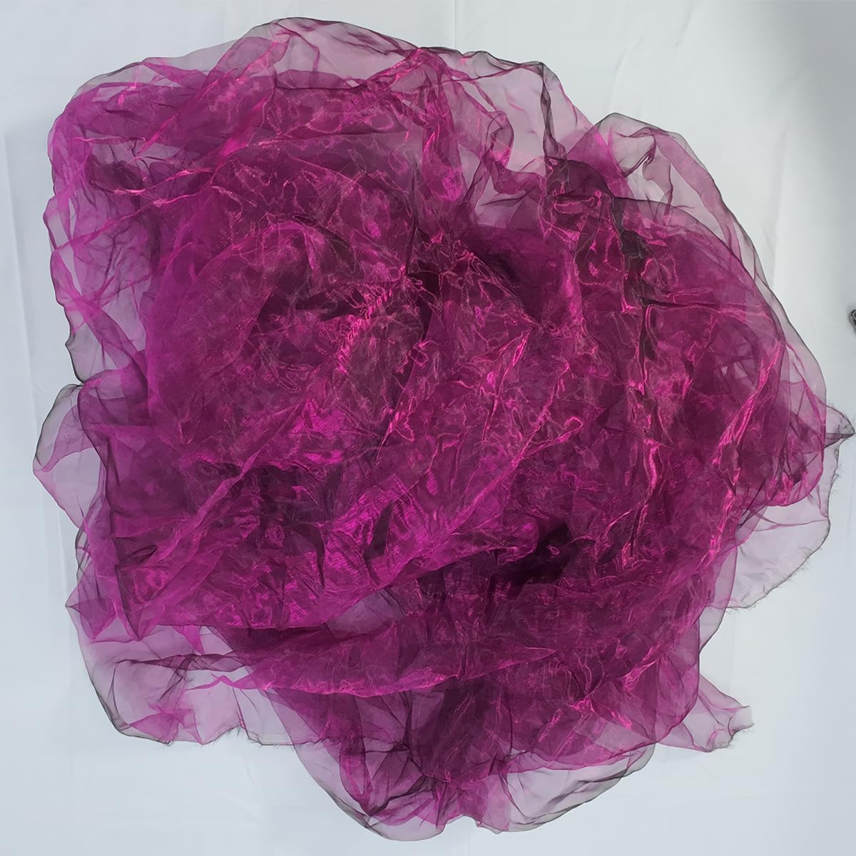 Two-Tone Iridescent Holographic Organza Fabric - 11 Yards | Lightweight Sheer Gauze Voile Tulle | for Dresses, Party Decor, DIY Crafts, Shiny Backdrops(Fuchsia Black)