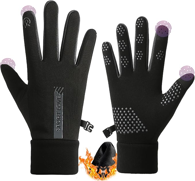 Bawnhaw Lightweight Winter Running Gloves for Women Touchscreen Warm Polar-Fleece Liners Windproof Cycling Driving Non-Slip