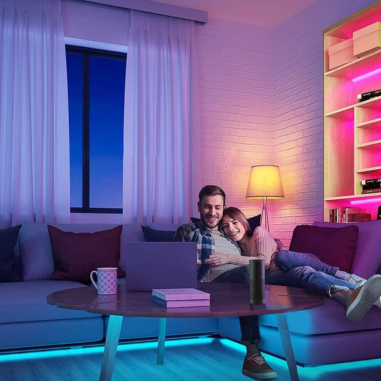 PSTAR LED Strip Lights, 50ft RGB Color Changing, Music Sync, Bluetooth Control, USB-Powered, Model XLUSB15M