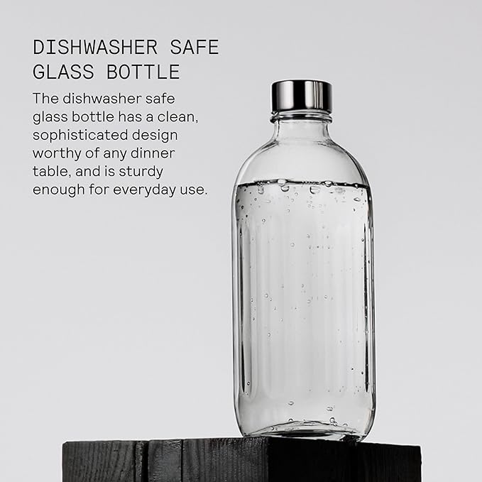 Aarke Carbonator Pro, Sparkling & Carbonation Water Machine, Stainless Steel with Glass Reusable Bottle Volume 800 mL/27 fl oz (Stainless Steel)