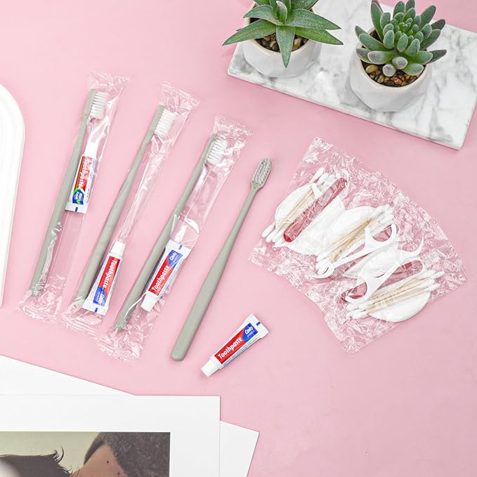 Disposable Toothbrushes, Toothbrush and Toothpaste, Toothbrush and Toothpaste Travel, Comes with Hotel Vanity Set, Individually Packaged, Suitable for Hotel, Home, Camping, Travel (30-Pack)