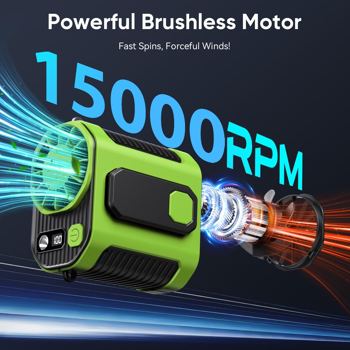 Portable Waist Fan, 10-Speed Rechargeable Body Fan With Led Light,Hands Free Wearable Belt Clip Waist Fans, 10000Mah Battery Coo