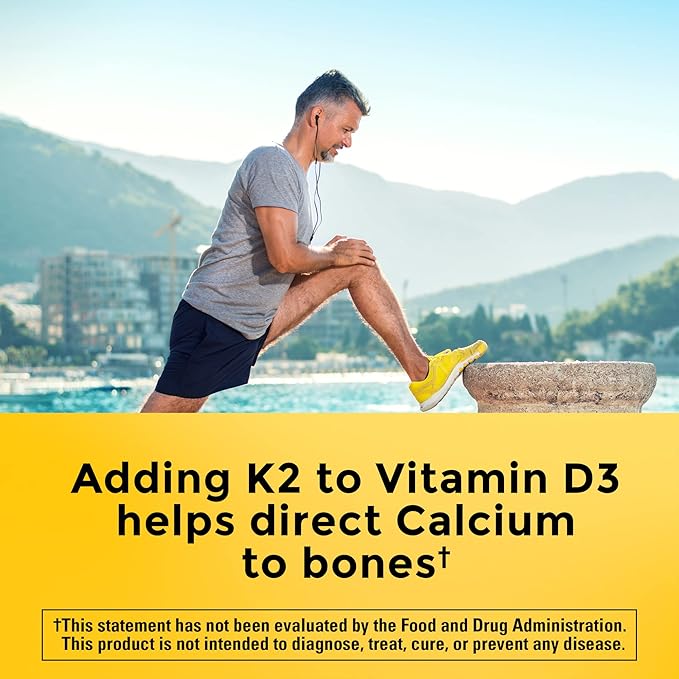 Nature Made Vitamin D3 K2 Gummies, Vitamin D3 5000 IU per serving, Bone, Teeth, Muscle, Immune Health Support, 50 Vitamin D + K2 Gummy Vitamins, 25 Day Supply