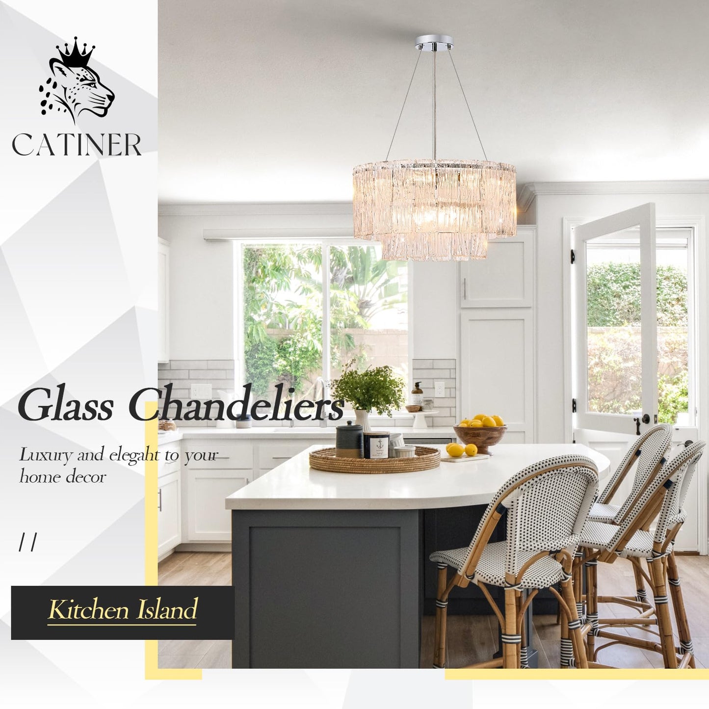 Modern Chrome Chandeliers  20  7-Light Crystal Glass Ceiling Pendant Light Fixtures stylish Round Chandelier 2 Tiers Hanging Lighting For Dining Room Foyer Living Room Bedroom