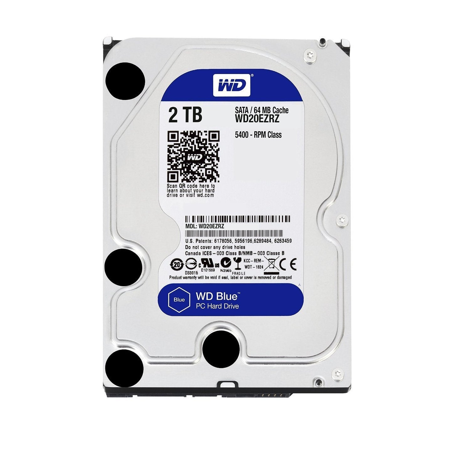 Western Digital 2Tb Wd Blue Pc Internal Hard Drive - 5400 Rpm Class, Sata 6 Gb/S, , 64 Mb Cache, 3.5 - Wd20Ezrz
