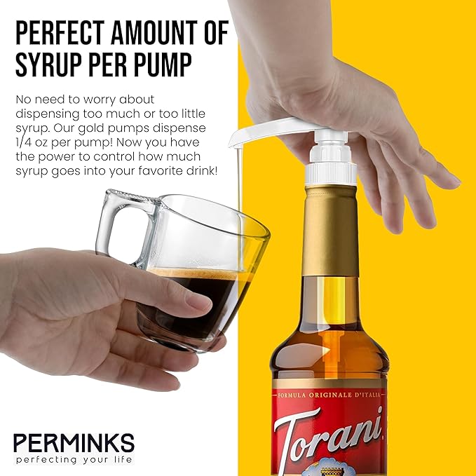 Premium Syrup Pump Compatible with Torani 750 ml Bottle, Davinci Syrups - No Spill, No Clog Syrup Pump Dispenser for Vanilla, Snow Cone, Blueberry, Coffee Flavoring & More (Pack of 3, White)
