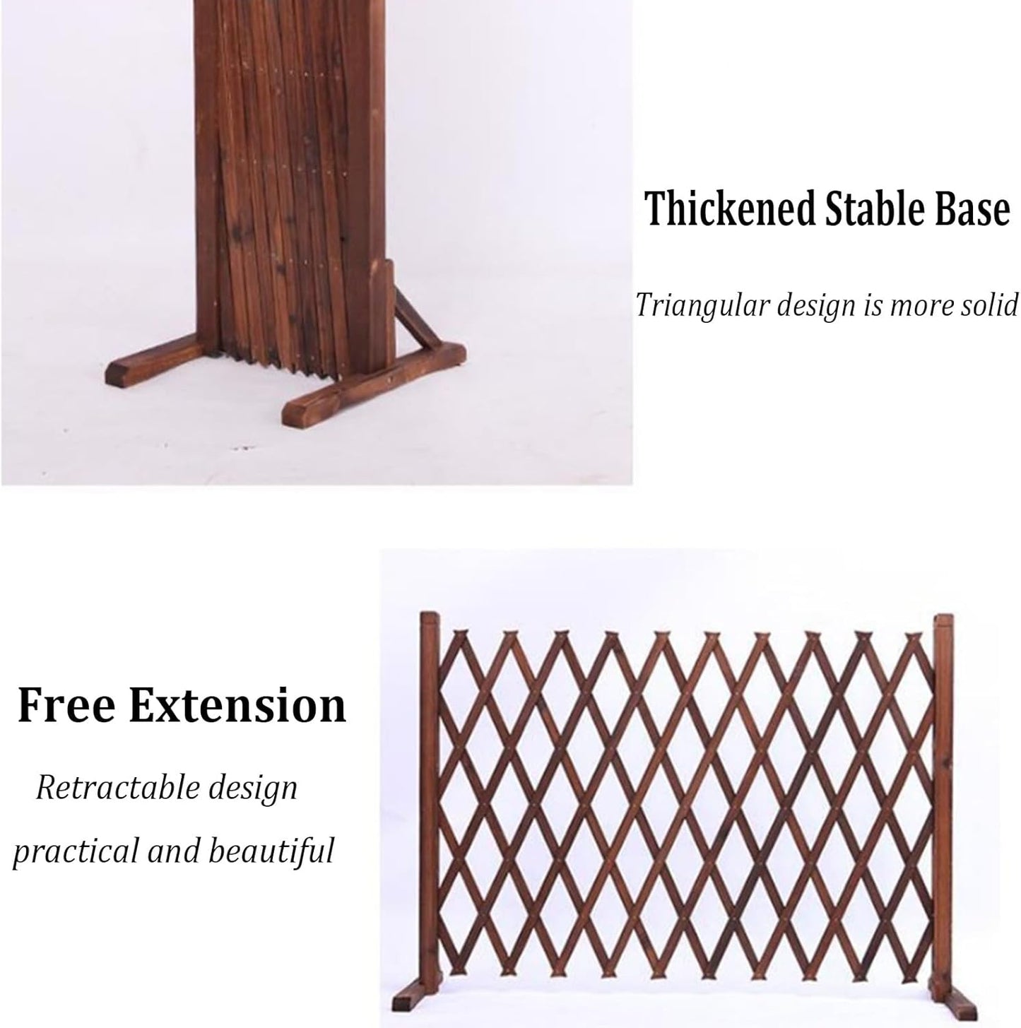 Expandable Wooden Lattice Fence - Retractable Garden Trellis Panel for Climbing Plants, Freestanding Pet Screen Wall, No-Dig Vertical Rack, Outdoor Yard Decor (White, 82.67"x39.37")