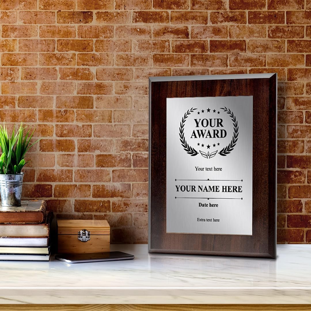 Signs ByLITA Customizable Wooden Plaque Award | Easel Mount Option | Recognition Gift for winners of awards, certificates and achievements | Employee Student Prize
