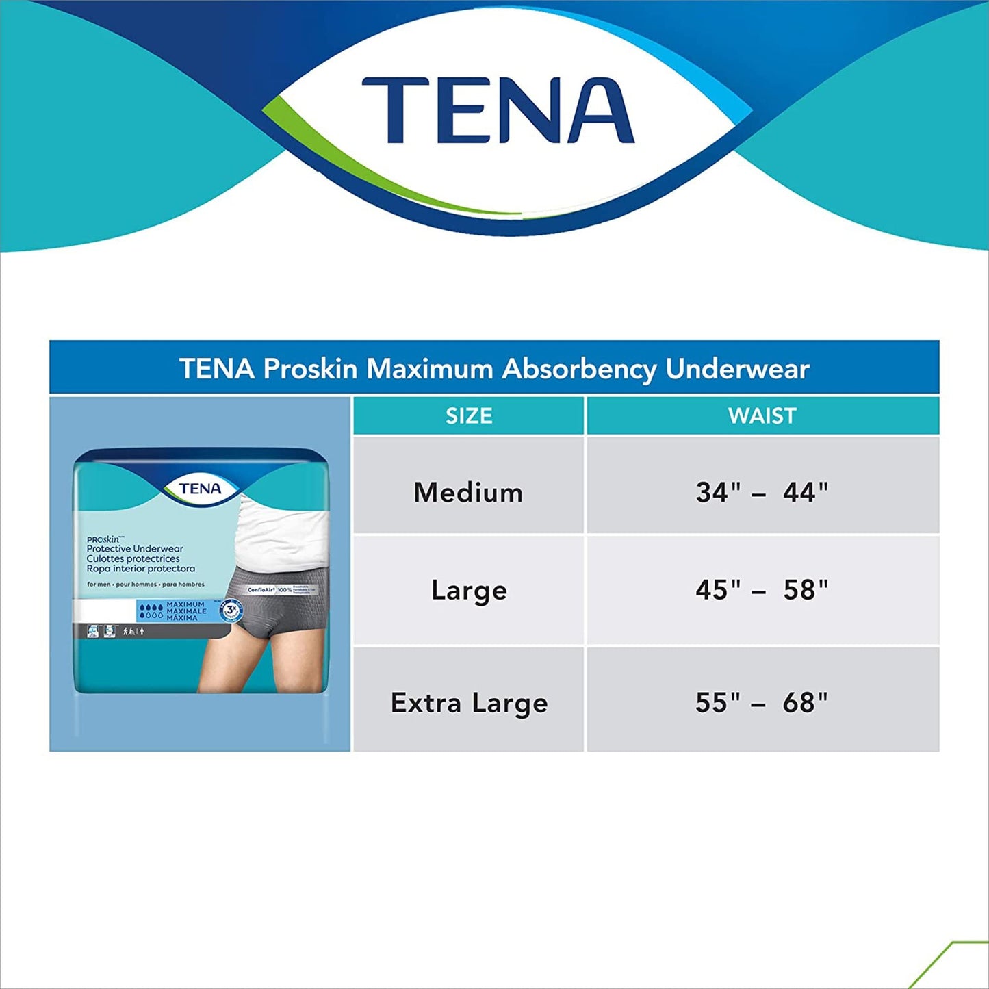 Tena ProSkin Medium Gray Adult Male Moderate Absorbency Protective Disposable Underwear, 20 Count