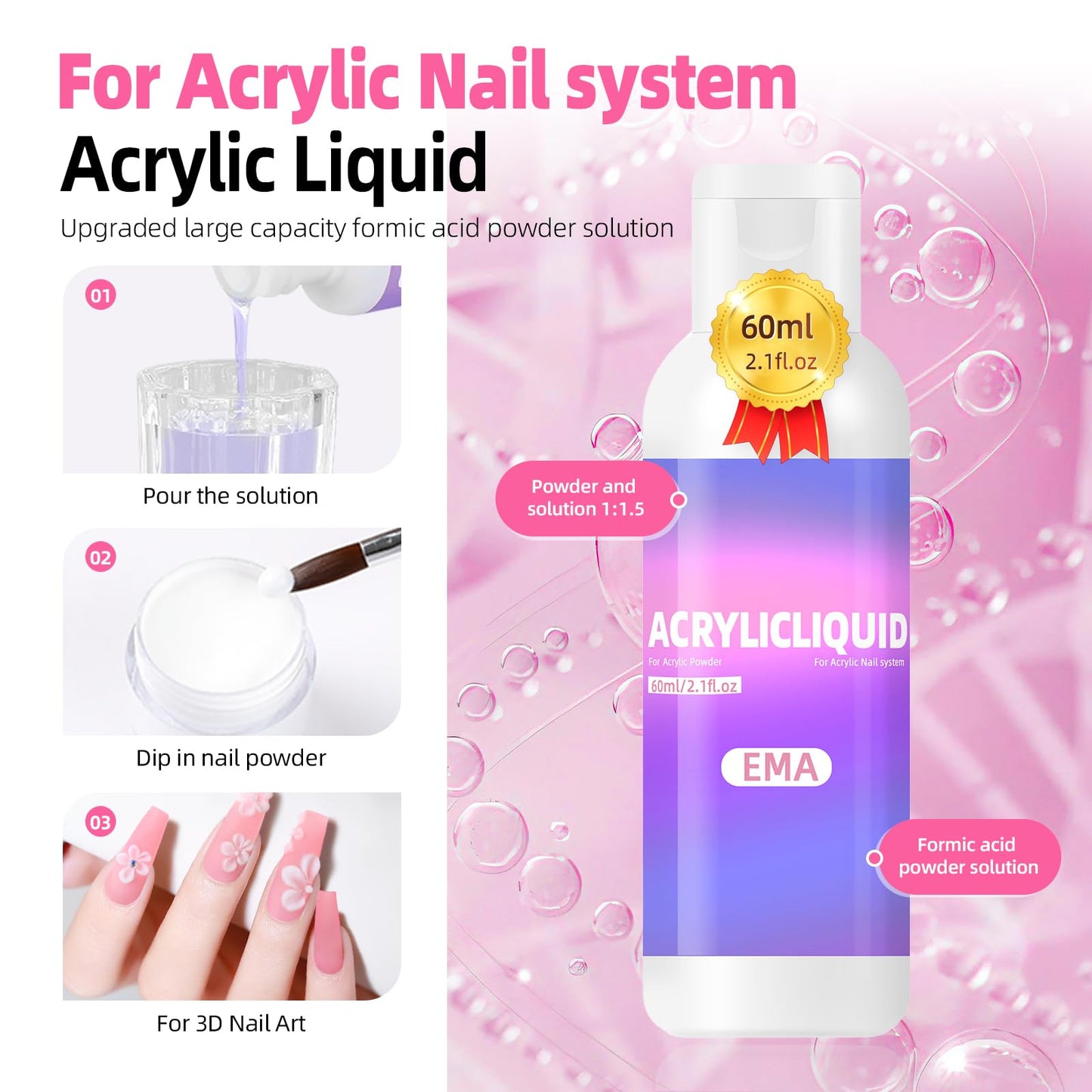 Major Dijit Acrylic Nail Kit with Drill - Starter Set with White Pink Clear Acrylic Powder, 6 Gel Polishes, UV LED Lamp, Nail De