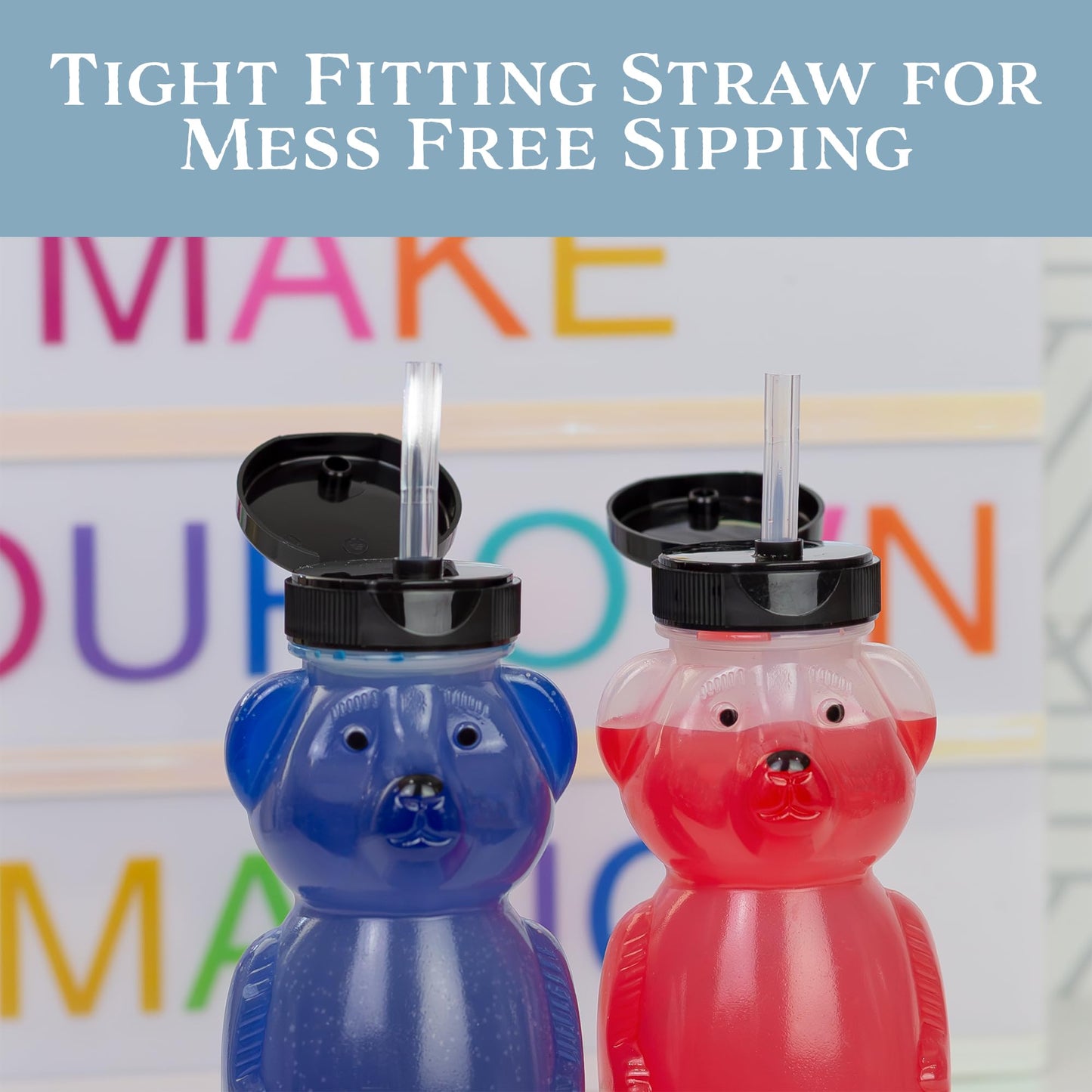 Cornucopia Brands Honey Bear Straw Cups (3-Pack); 8-Ounce Therapy Sippy Bottles w/Flexible Straws