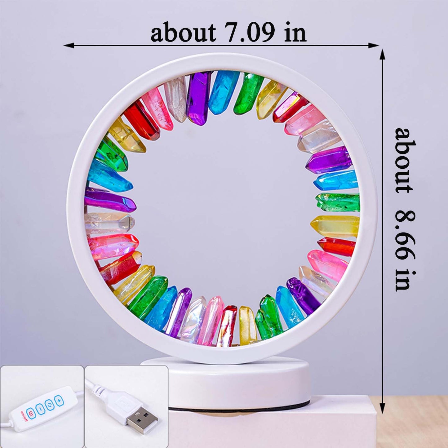 Runyansghi Chroma Electroplated Single Point Night Lamp 8.6  Healing Crystal Bedside Lamp Usb Port 3 Colours Dimming Mode Bedroom Lamp Suitable Night Light Office Home Decor Ideal Gift