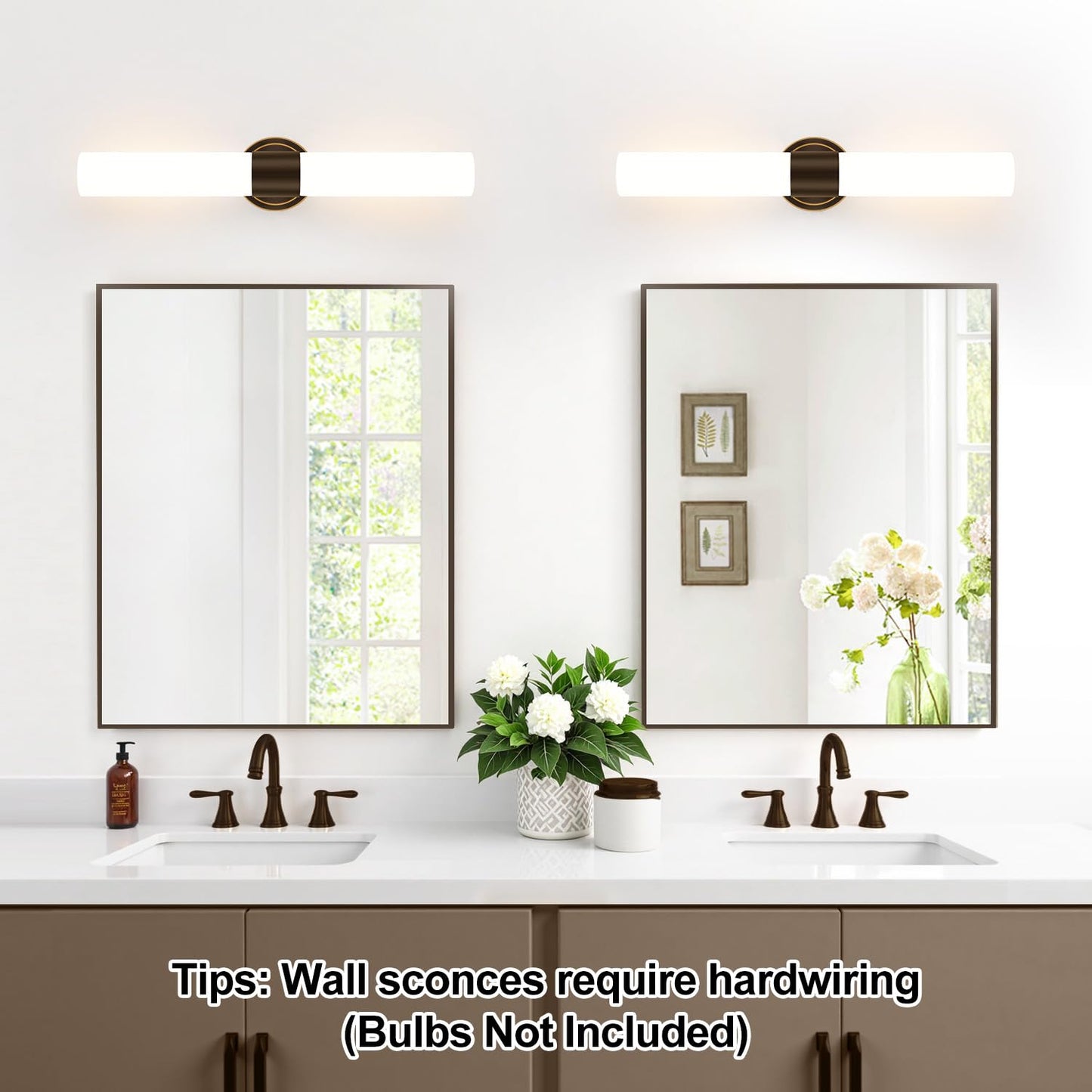 Wall Sconces Set Of Two  Modern Bathroom Sconces Wall Lighting With Milky White Glass  Brown Sconces Wall Decor Set Of 2 For Bathroom Mirror Bedroom Living Room Hallway