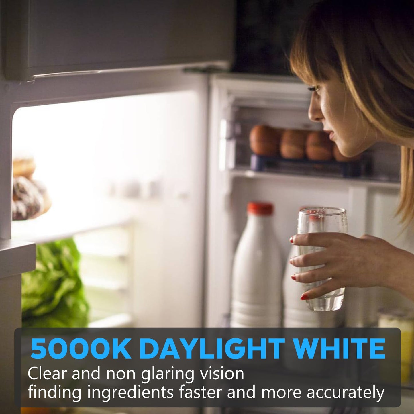 LOXYEE LED Refrigerator Light Bulb 2 Pack，Daylight White 5000K 120V 40W Equivalent Appliance Bulb，A15 5W E26 Base Waterproof Fridge Light Bulbs for Freezer Home Lighting,Small Light Bulb,Dimmable