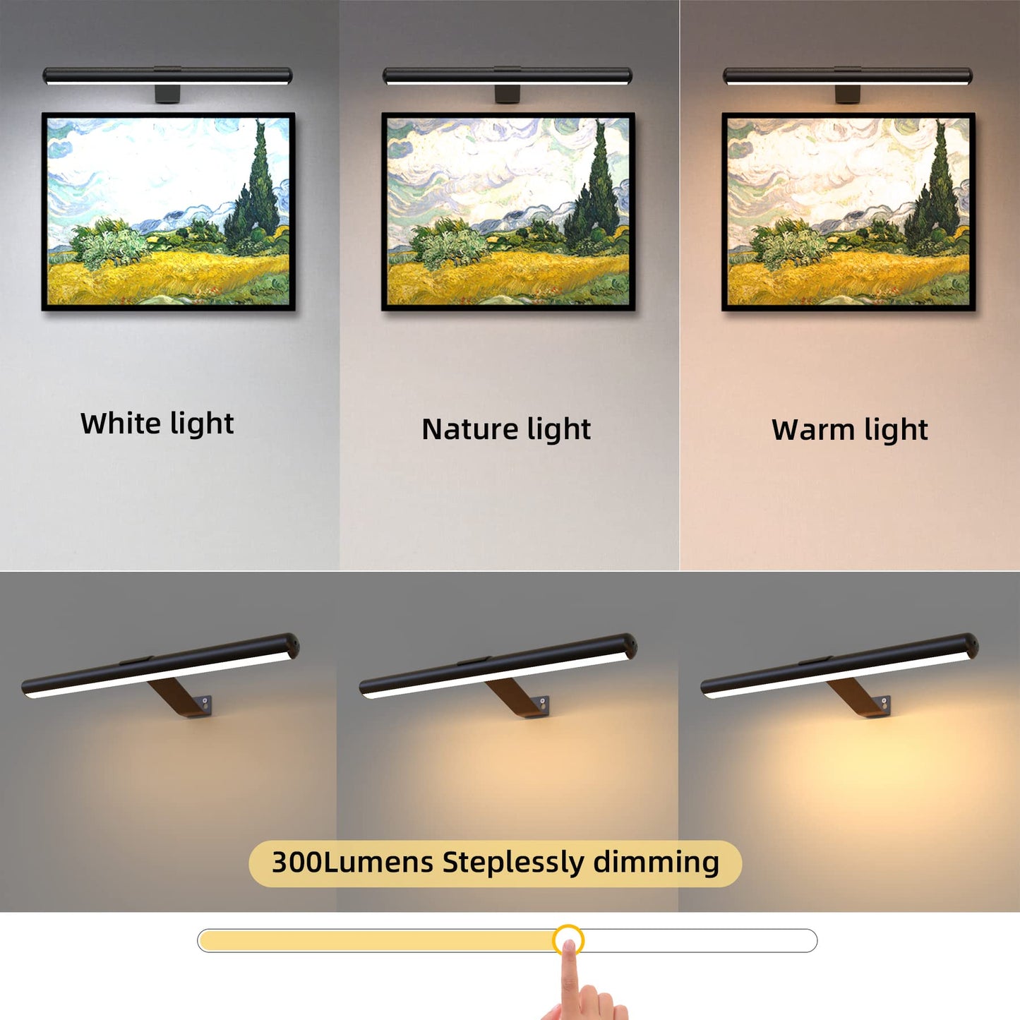 22'' Metal Art LED Display Light with 400LM, 3 Colors, Dimmable, Timer-OFF for Painting, Dartboard