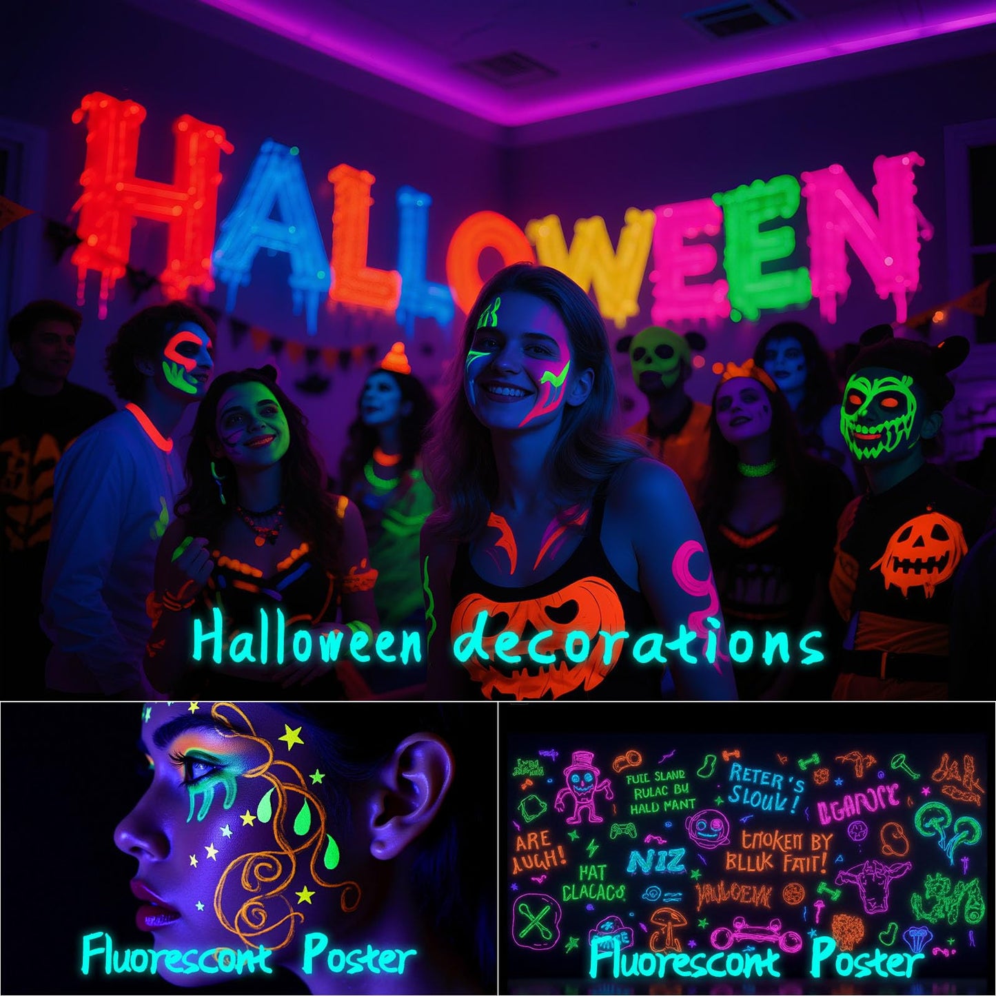 Wivety Black Light Bulb  A19 E26 Base  9W Led Black Light Bulbs For Outdoor Porch  Indoor Party Decoration  Holiday Lighting  Halloween Light Bulbs  Christmas Decoration(6 Packs)