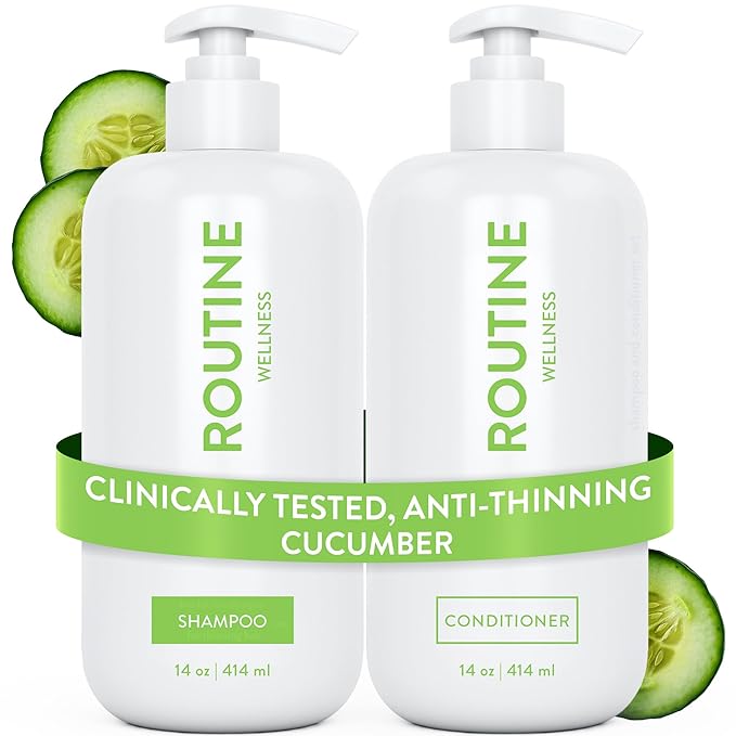 Routine Wellness Anti-Thinning Volumizing Shampoo and Conditioner Set for Thinning Hair to Reduce Breakage - CLINICALLY TE...