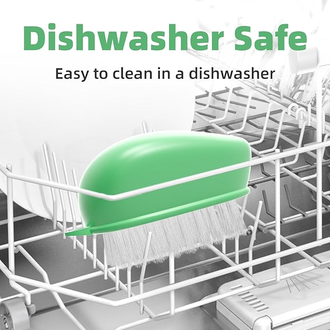 Vegetable Brush Scrubber for Food, Black Stiff Bristles Brush & White Soft Bristles Brush, Dishwasher Safe Ear-Hanging Veggie & Fruit Cleaning Brush for Potato, Mushroom, Carrot, Lemon, Egg