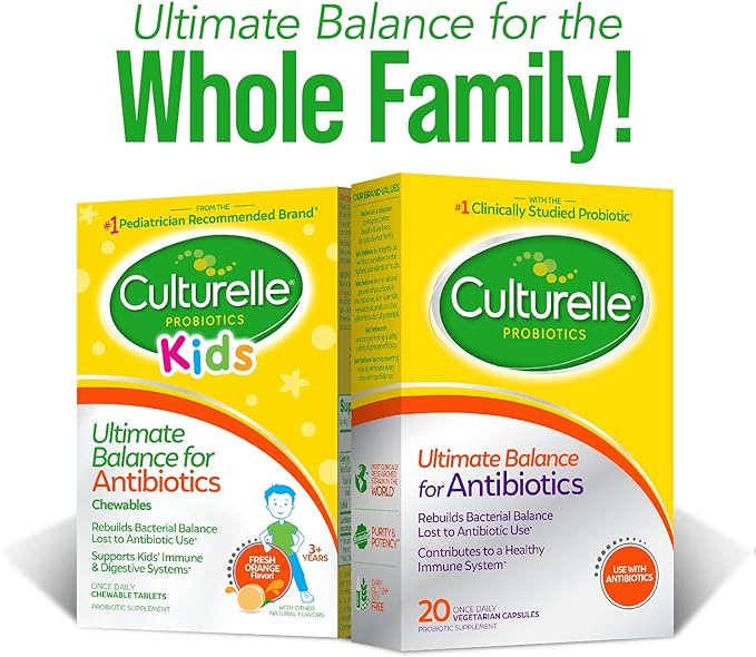 Culturelle Probiotics Ultimate Balance Probiotic for Antibiotics Ages 3+,20 Count,Orange,Probiotic for Kids Helps Restore Good Bacteria Lost During Antibiotic Use & Supports A Healthy Immune System