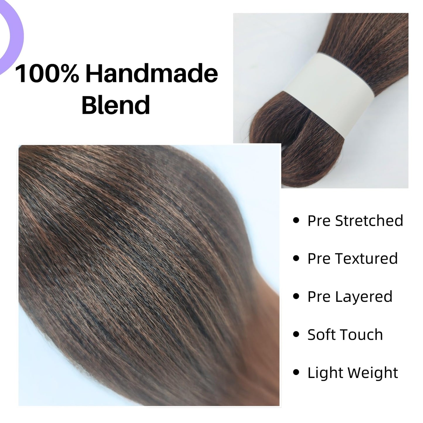 Brown Braiding Hair Pre Stretched 16Inch 1b/30# Synthetic Kids Braid in Hair Extension for Braiding