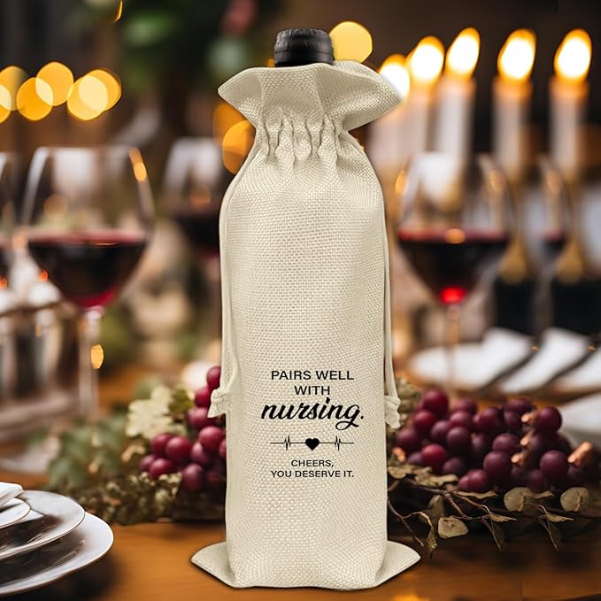HOIJAUMAI Nurse Graduation Gifts Nursing Graduation Wine Bag Pairs Well with Nursing Wine Gift Bags for Women