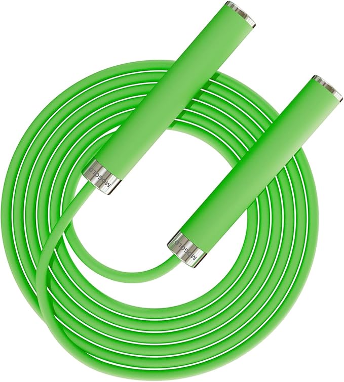 MOGOLD Adjustable Jump Rope for Home Fitness - 5mm PVC Cord with Ball Bearings, Anti-Slip Rubber& Alloy Handles for Beginn...