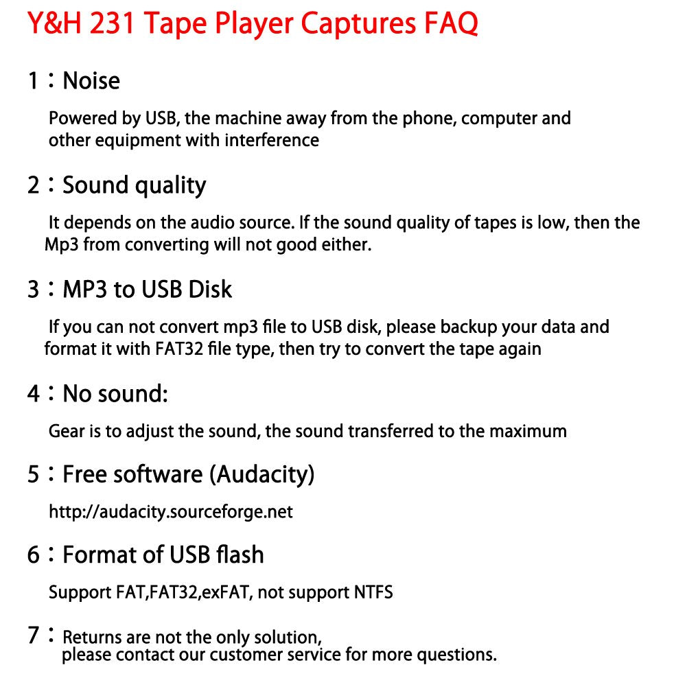 Y&H Cassette Tape Player Record Tape To Mp3 Digital Converter,Usb Cassette Capture,Save To Usb Flash Drive Directly,No Need Comp
