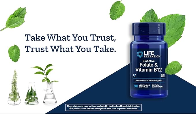 Life Extension BioActive Folate & Vitamin B12, 150 Vegetarian Capsules (Pack of 2), Non GMO, Gluten Free