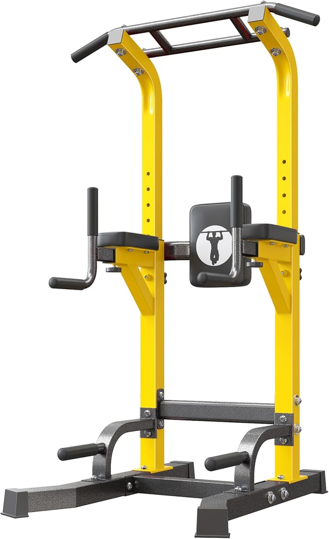 SogesHome Power Tower Pull Up Bar Dip Stand, 10 Adjustable Height Free Standing Assistive Trainer Dip Station, Multi-Funct...