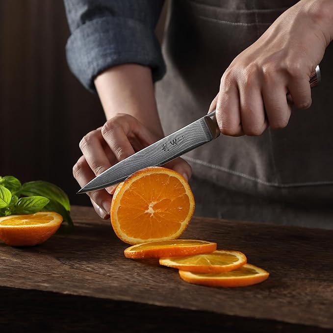 Wakoli EDIB Damascus Utility Knife – 4.9-Inch Kitchen Knife for Everyday Use | Genuine 67-Layer Damascus Steel Blade with VG10 Core | Ergonomic Pakkawood Handle | Premium Cooking Knife in Gift Box