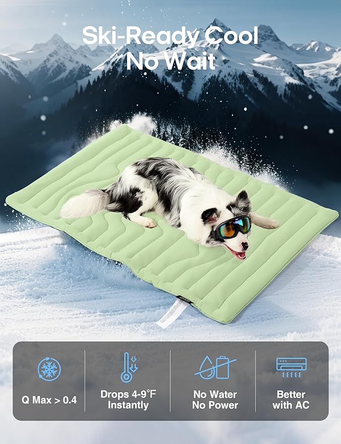 ZonLi Dog Cooling Mat, 48" x 28"Large, Reversible Cooling Pad for Dogs & Cats (Cool & Warm), Durable & Machine Washable, Pet Mat for Crate, Kennel, Bed, Sofa, Sage Green