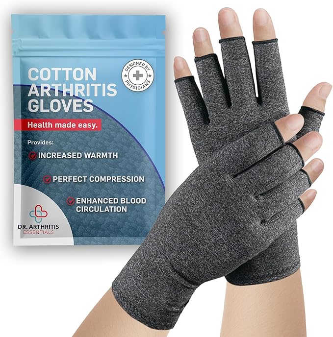 Dr. Arthritis Essentials Open-Fingertip Arthritis Gloves, Compression Gloves Ideal as Raynauds Gloves, Hand Brace for Arth...