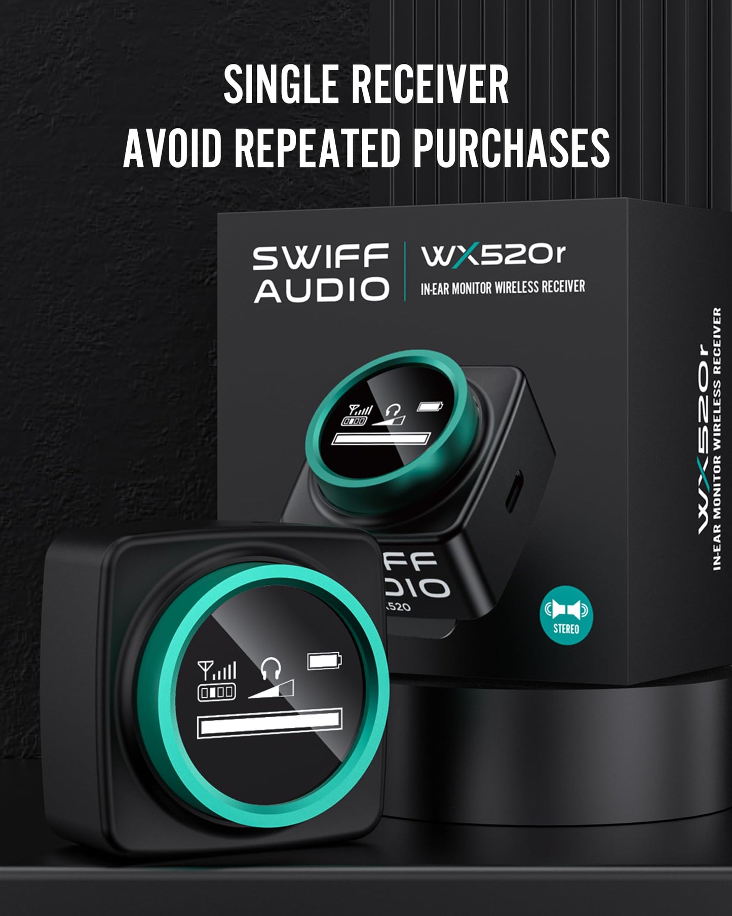 Swiff Wx520R Wireless In-Ear Monitor System Receiver, Upgraded 5.8G Stereo Iem System Low Latency With Led Display For Church, B