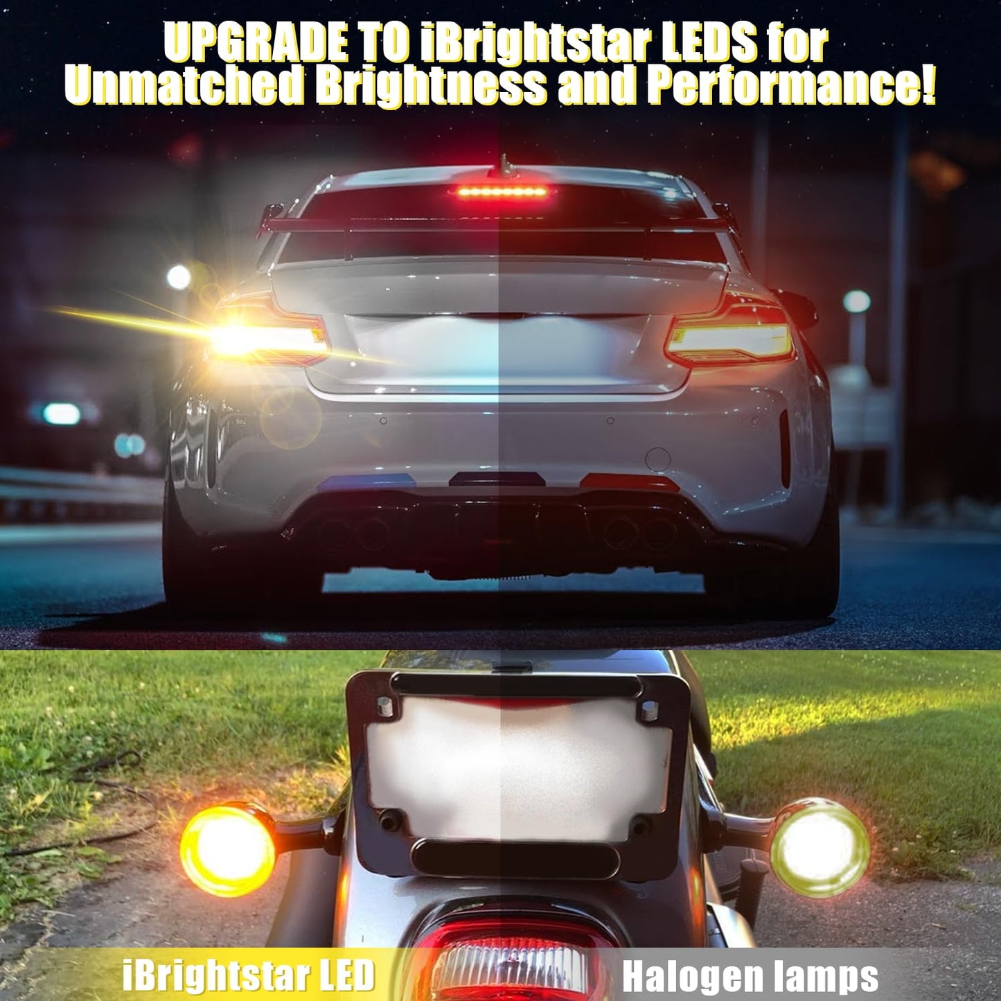 Ibrightstar 1156 Led Bulbs, Amber Yellow, Low Power, Projector Design, Model 1156-3014/3030-54/3Y, Replacement For Turn Signal Lights