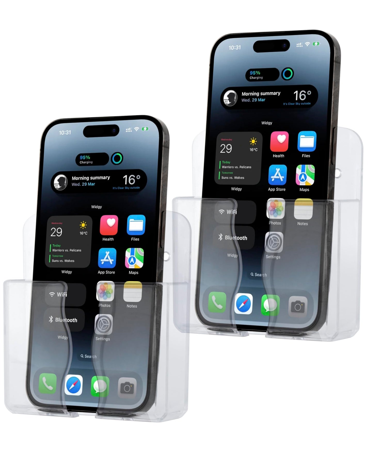 Cei&Bpy 2Pack Phone Holder Wall Mounted, Clear Phone Stand With Self Adhesive. Phone Holder For Shower/Charging.Compatible With