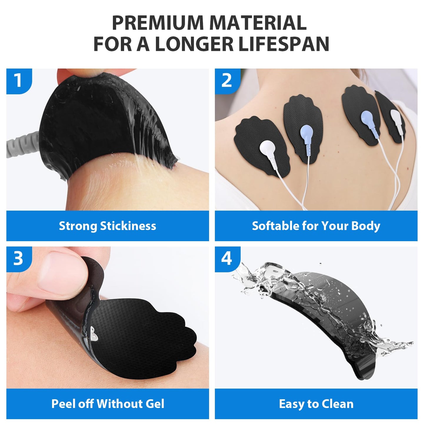 TENS Unit Electrode Pads NURSAL 20 Pack 3.5mm Snap EMS Replacement Pads for Electrotherapy Reuse More Than 30 Times, Compatible with MEDVICE,Belifu TENS Machine