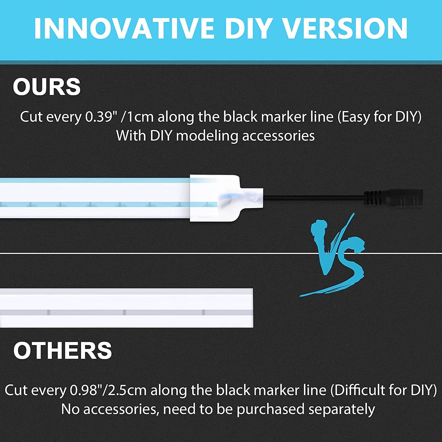 Lamomo LED Neon Strip Light, 16.4ft Waterproof Silicone, Ice Blue, 12V, 1cm Cut, DIY Neon Sign for Indoor/Outdoor Decoration
