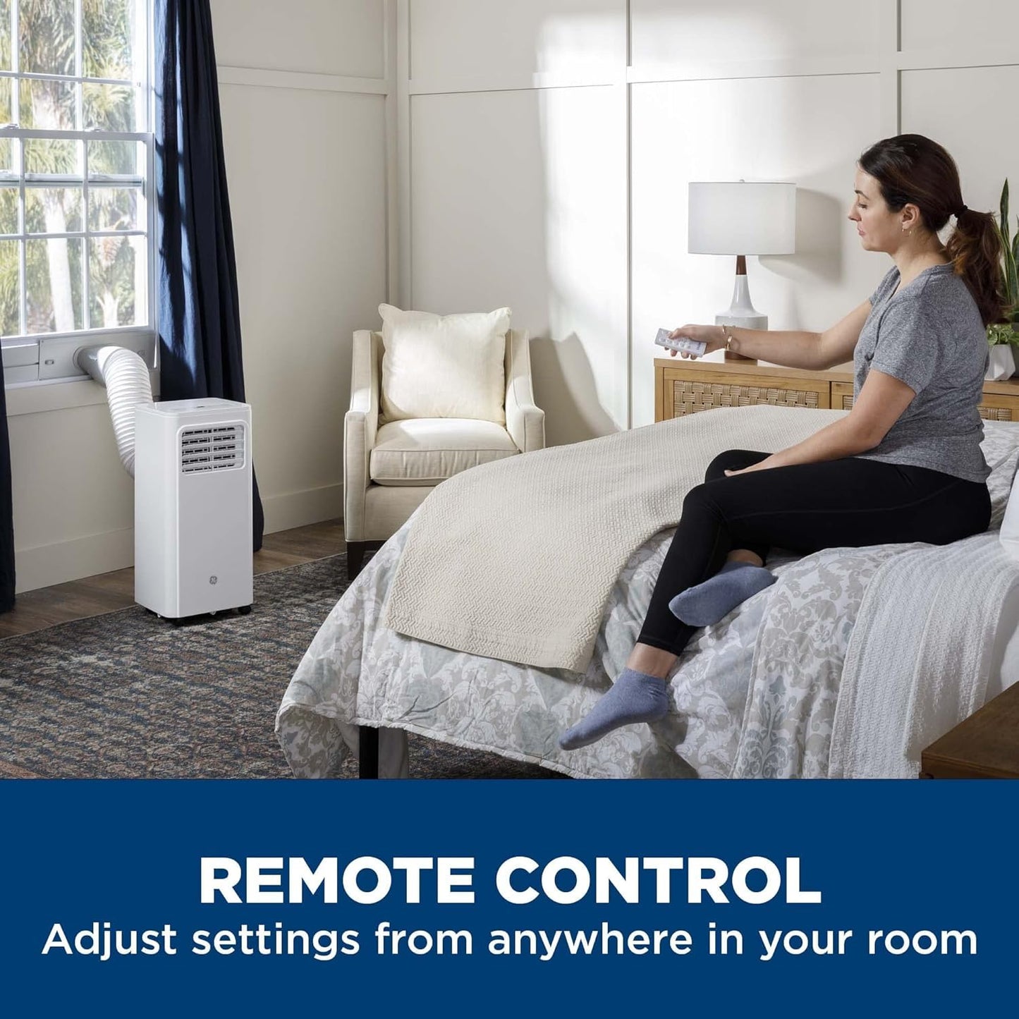 Ge 6,000 Btu Doe Portable Air Conditioner For Small Rooms Up To 250 Sq. Ft., Digital Controls, Remote Control, Perfect For Bedro