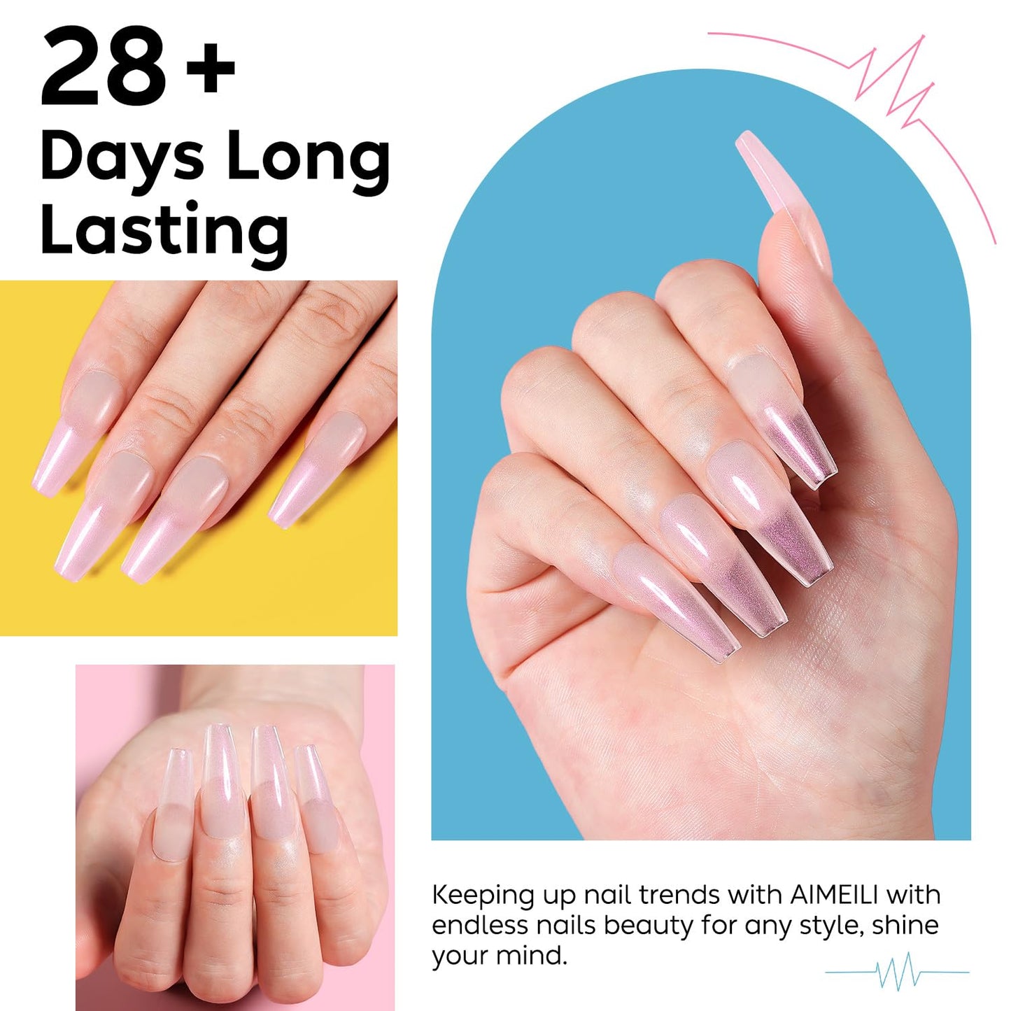 AIMEILI Hema Free Pearl Gel Nail Polish, Vegan, Hema Free, Shimmer Mermaid Nail Gel Soak Off U V Nail Art - (166) 10ml
