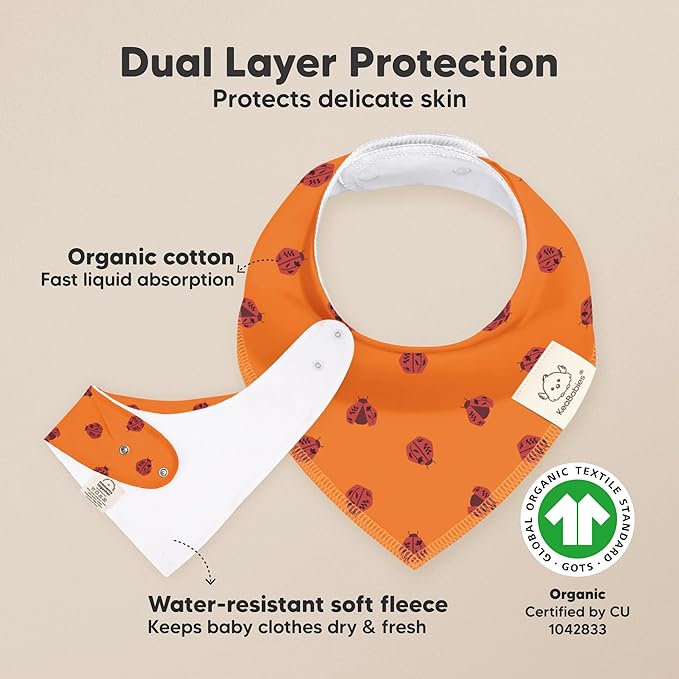 8-Pack Organic Baby Bandana Bibs for Girls - Super Absorbent Triangle Baby Bibs for Drooling and Teething Infant, 100% Cotton Extra Soft for Newborn, Infant 0-36 Months (Fall Spores)